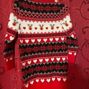 SHEIN Red and Black Festive Knit Sweater